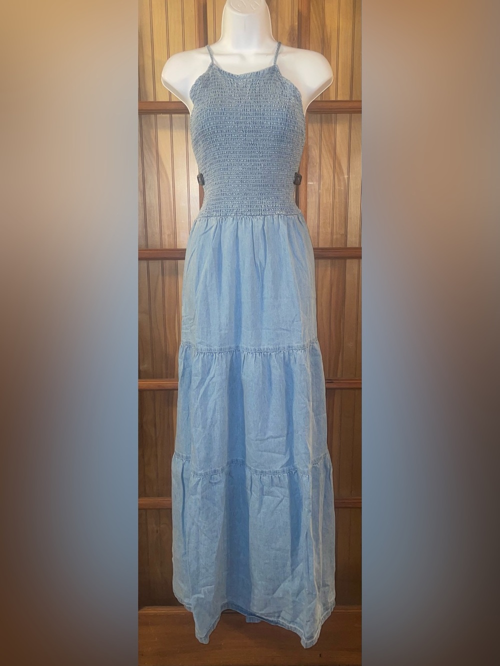 Light Blue Smocked Maxi Dress